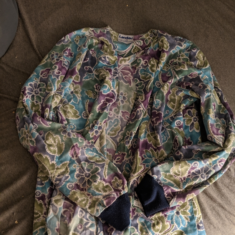 Landau Floral Snap Button Scrub Jacket